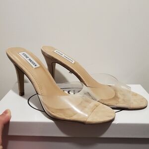 Steve Madden Clear and Tan Stiletto Heels